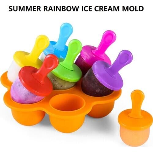 RAINBOW COLORFUL ICE CREAM SILICONE POPS MOLD PORTABLE FOOD ICE BALL MAKER CHILDREN DIY FOOD SUPPLEMENT TOOLS FRUIT JUICE