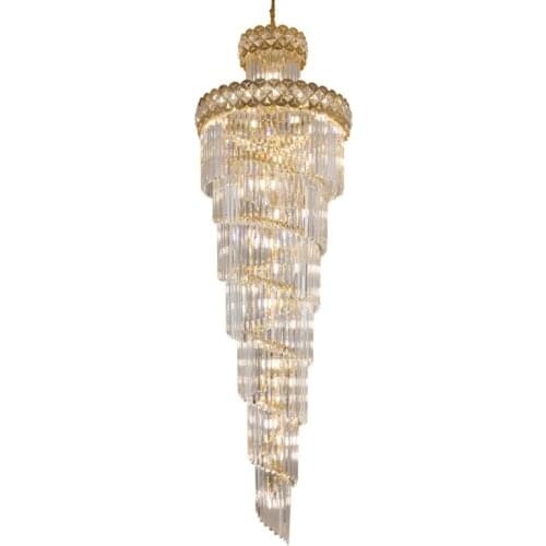 Modern Crystal Chandelier For Staicase Long Villa Chain Lighting Fixture Large Home Decor Gold Stainless Steel Cristal Lamp