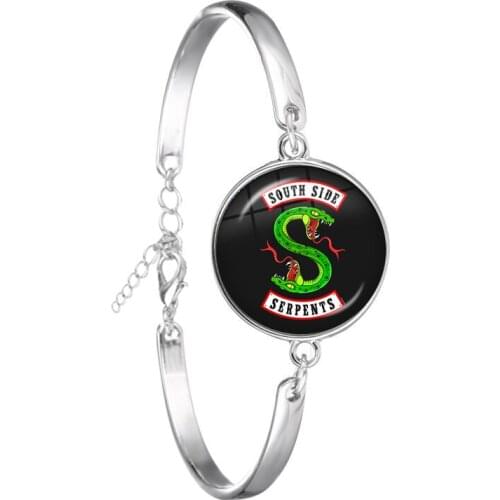 TV Riverdale South Side Serpents Silver Chain Bracelet Jeweley Glass Dome Cabochon Bangle Punk Wristband Accessories Jewelry