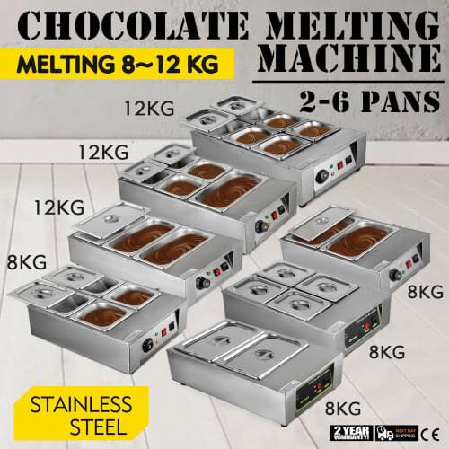 VEVOR 2-6 Pots Electric Source to Melt Chocolate Heater Food Warmer 8/12 KG Stainless Steel Candle Tempering Machine Commercial