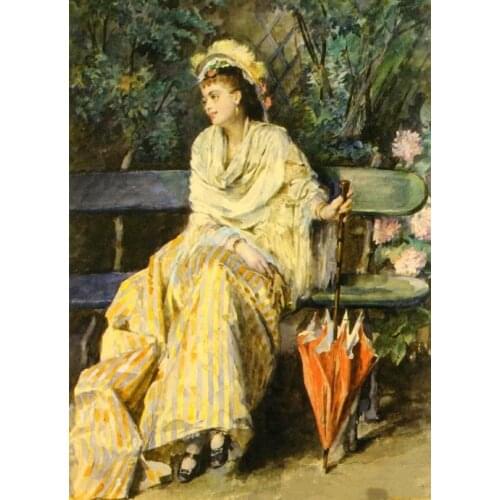 Young Lady with an Umbrella Portrait Cross Stitch Kits Needlework Embroidery Crafts 14ct Unprinted DIY Arts Handmade Home Decor