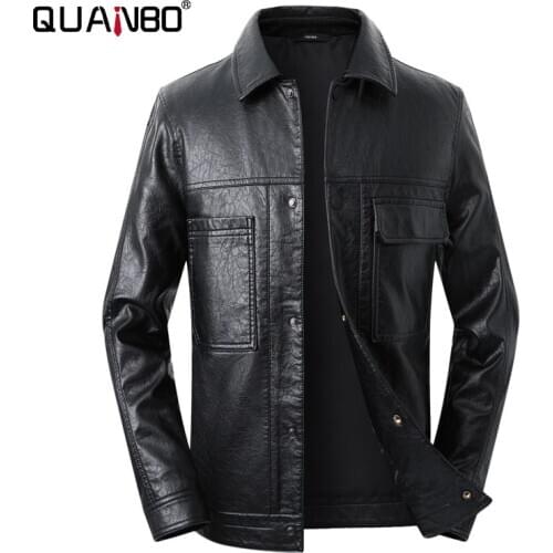 Top Quality Soft Mens Leather Jacket 2020 Spring Autumn New Fashion Turn Down Collar Leather Jacket Business Casual Man Coat