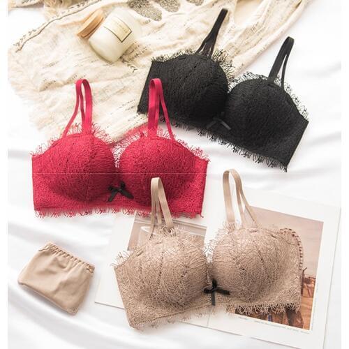Wasteheart Winter Women Fashion Sexy Lingerie Set Lace Cotton Panties Push Up Bra Sets Underwear A B Bra and Panty Sets