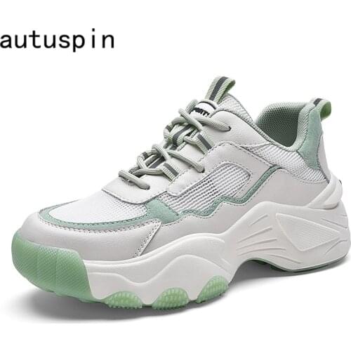 Autuspin Breathable Mesh Casual Shoes for Women 2021 Spring and Autumn Mixed Colors Female Vulcanized Sneaker Ladies Footwear