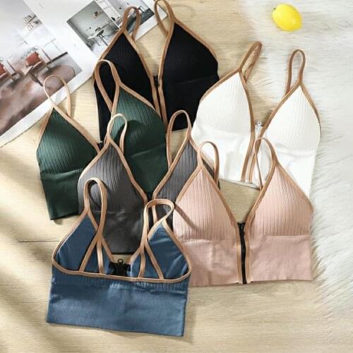 Womens Deep V Zipper Chest Wrapped Seamless Sexy Rimless Vest Women Deep V-neck Backless Body Sexy Bra Comfortable Bra Camisole