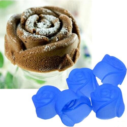 10Pcs Christmas Silicone Rose Muffin Cookie Cup Cake Baking Mold Chocolate Jelly Maker Mould