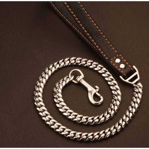 14mm 60cm/100cm Hide Rope Figaro Cuban Chain Drag Dog Leash For Heavy Dog Pet Control Safety Training Protect Dog in Traffic