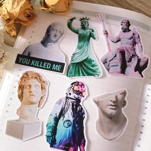 16pcs Funny colorful figure statue stickers design DIY scrapbooking album happy planner decorative stickers