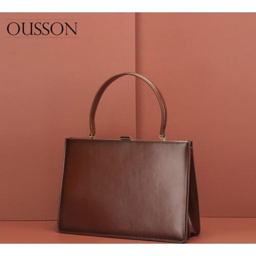 OUSSON 2021 New Design Small Square Leather Underarm Bag Exquisite Female One Shoulder Bag Retro Handbag For Women