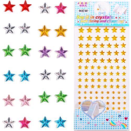 25*10cm/Sheet Multicolor Star Motif Rhinestones Self Adhesive Acrylic Trim Album Phone Case Bicycle DIY Decor Appliques