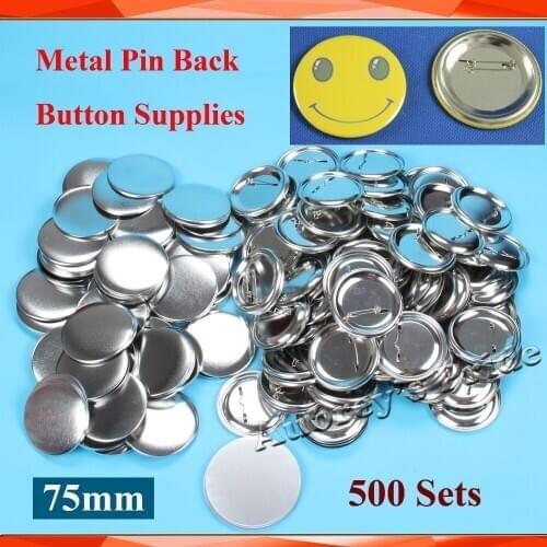 3" 75mm 500 Sets NEW Professional All Steel Badge Button Maker Pin Back Metal Pinback Button Supply Materials