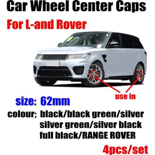 4pcs/lot 62mm For Land Rover RANGE ROVER Evoque Discovery Car accessories green black Car Wheel Center Caps hub rim covers