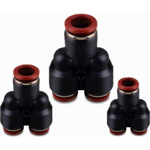 D6-12MM Tracheal Connector Pneumatic Hose T/Y Type tee-Quick Connector Accessories 5Pcs