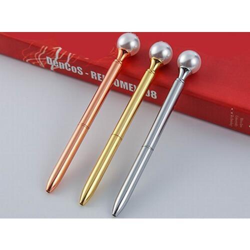 500 pieces Colorful Creative big pearl Pen Ballpoint Pens Stationery Ballpen Oily Rotate Black Refill school Office Supplies