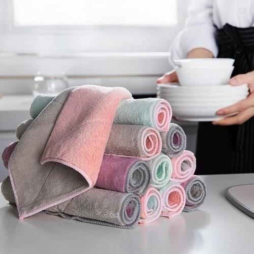 Non-stick Oil Dish Cloth Rags For Kitchen Household Dish Towel Strong Absorbent Kitchen Towels Soft Microfiber Cleaning Cloths