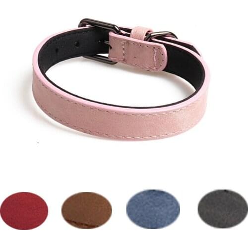 Basic Classic Padded Leather Dog Collars,Hair Clip-Proof Dog Collar,Alloy Hardware D-Ring for Small Medium Large Dogs