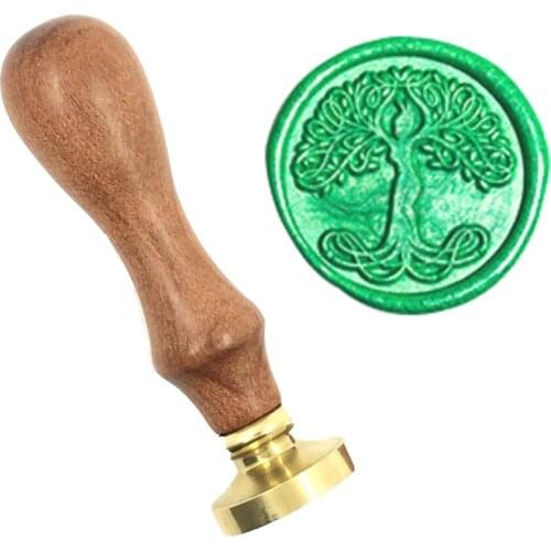 Tree Natural green life Wax Stamp stamp wood handle spoon,DIY Ancient Seal Retro Stamp,Personalized Stamp Wax Seal High Quality8