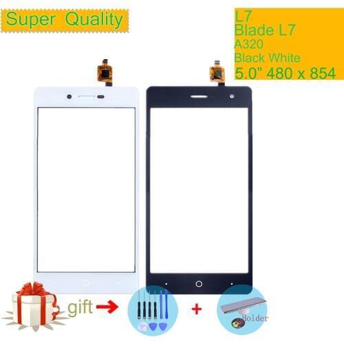Touch Screen Digitizer For ZTE Blade L7 A320 A 320 Touch Panel Touchscreen Lens Front Glass Sensor NO LCD L7 A320 Replacement