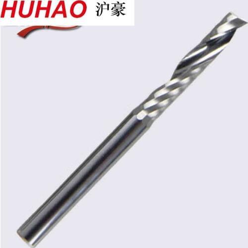 HUHAO 3.175 SHK Carbide CNC Router Bitsone Flutes Spiral End Mills Single Flutes Milling Cutter Spiral PVC Cutter