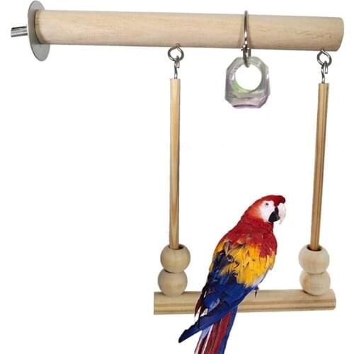 Bird Swing Toy Wooden Parrot Perch Stand Playstand with Chewing Beads Cage Sleeping Stand Play Toys for Budgie Birds