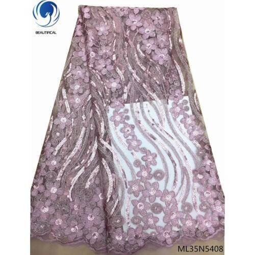 BEAUTIFICAL african sequin mesh lace dress sequins net lace cheap lace fabrics with flower glitter decoration ML35N54