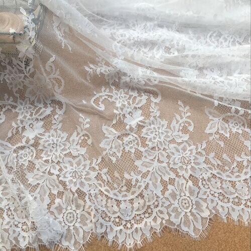 3Meters/Lot Black White Europe Eyelash Lace Fabric Wide 150CM DIY Handmade Wedding Dress Veil Clothes Curtain Lace Accessories