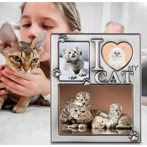 LASODY I Love My Cat Collage Picture Frame Meow Photo Frame Tabletop Frame for Cat Cherish Every Memory Home Desktop Decorations