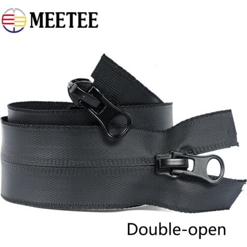 Meetee 2Pcs 60-100cm Black Nylon Waterproof Zippers Eco-friendly Open-end Zipper for Sewing Bags Garment Textile DIY Craft A1-2