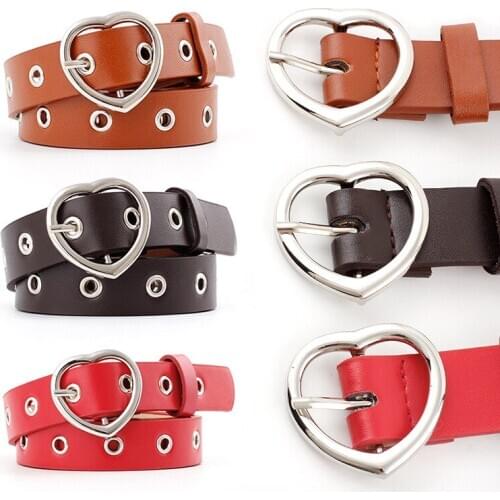 Fashion Women Pu Leather Belt Female Cute Black Harajuku Gothic Ladies Pants Party Dress Vintage Punk Heart Belts For Jeans