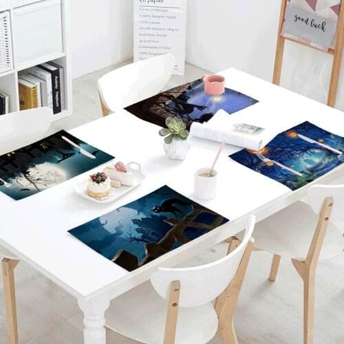 1PC 2021 New Halloween Cartoon Character Placemat Halloween Pumpkin Pattern Halloween Restaurant Table Decoration