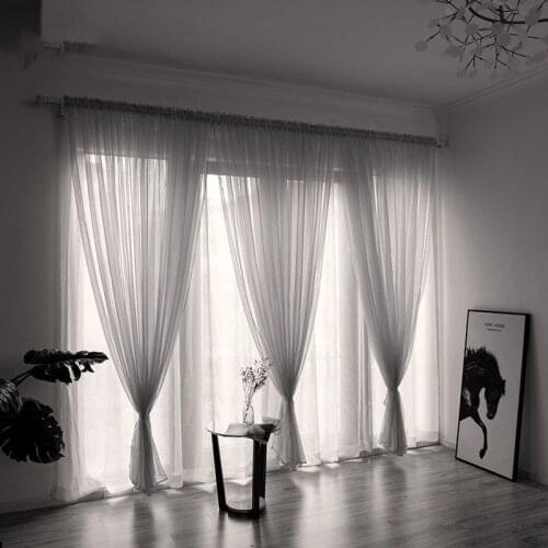 XUNTUO Solid White Tulle Curtains For Living Room Kitchen Modern Treatments Tulle Curtains Window Drapes Sheer for the Bedroom