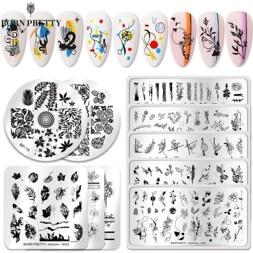 BORN PRETTY Line Flower Image Stamp Plates Leaf Floral Nail Art Stamping Template Printing Stencil Image Tool for Nails Design