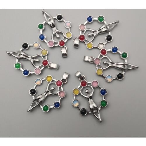 Fashion natural stone alloy women plating Pendants & necklaces for making Jewelry charm Point parts 12pcs/lot wholesale