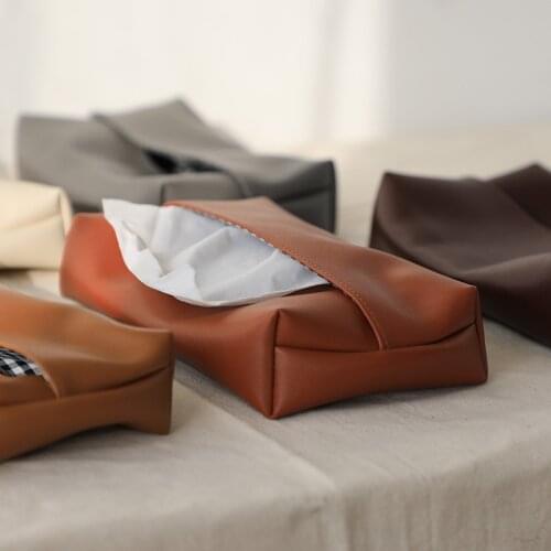 Nordic Simple Leather Tissue Cover Creative Leather Napkin Buggy Bag Restaurant Paper Extraction Car Paper Dispenser Collecting