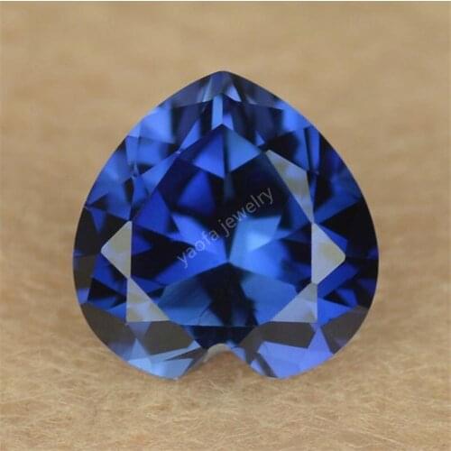 Size 3x3~12x12mm 34# Blue Stone Corundum Heart Shape Princess Cut Blue Synthetic Gems Corundum Stone For jewelry