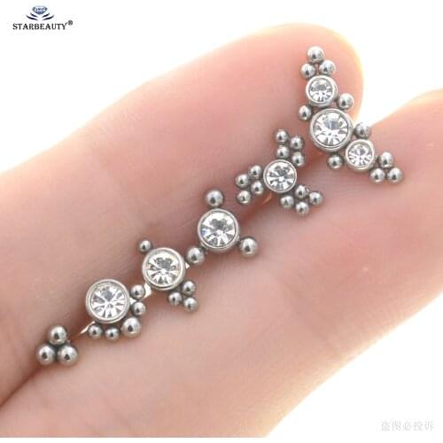 2Pcs 1.0x6mm 18G Mini Balls Crystal Auricle Piercing Stud Tragus Earrings Titanium Steel Cartilage Helix Piercing Conch Jewelry