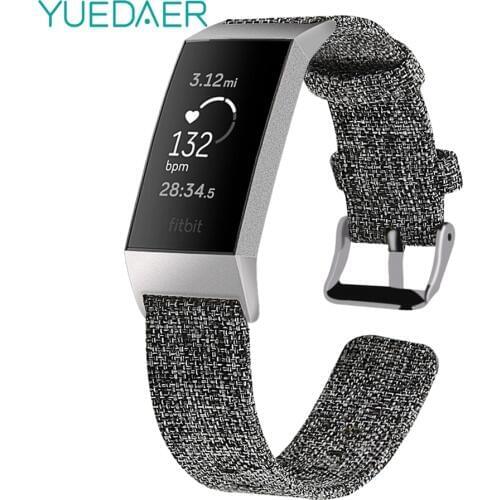 YUEDAER Gray Nylon Strap For Fitbit Charge 3 Charge3 Band Replacement Canvas Watchband Men Women Wristband For Fit Bit Charge 3
