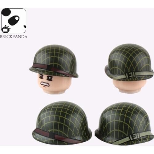 WW2 printing Military Helmet US Soldier Army Building Blocks Figures Accessories Cap Hat City Bricks toy Gift for kid 20pcs/SET