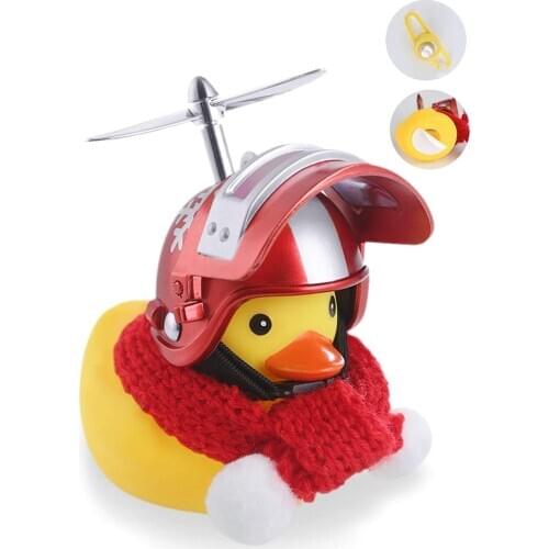 Car Ornament Duck with Helmet Broken Wind Small Yellow Duck Road Bike Motor Helmet Riding Cycling Bicycle Decompression Toy