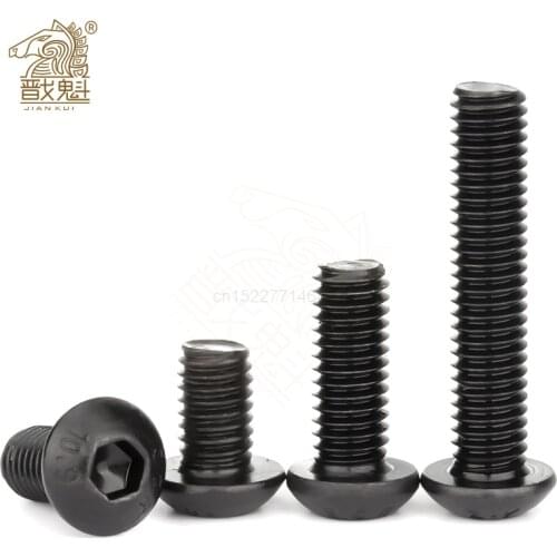 10-50pcs/lot ISO7380 Hex Screw M2 M2.5 M3 M4 M5 M6 M8 Black Button Head Hex Socket Cap Screw Hexagon Socket Round Head Screws