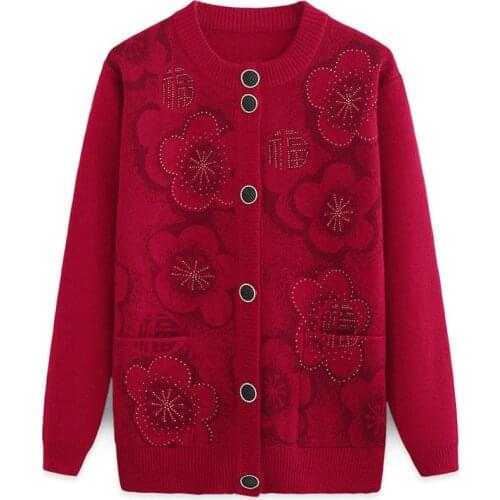 Knitted Sweater Middle-aged and Elderly Womens Sweater Cardigan 2020 New Autumn Winter Knit Jacket Single-breasted Coat Tops 4X