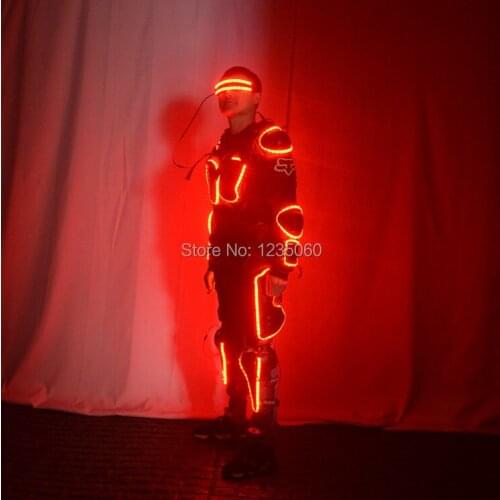 WYY Party dance stage wears led costumes RGB colorful light led robot suit dj led glasses armor outfits men luminous dress bar