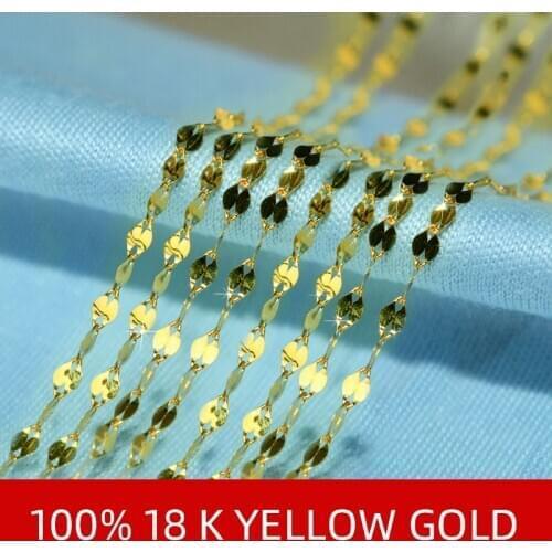 NYMPH Genuine 18K Gold Necklace Real Gold Fine Jewelry 18 Inch Pure AU750 Pendant Chain For Women Party Gift X325