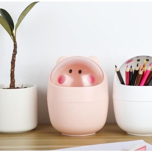 1Pcs Cute Mini Waste Bin Desktop Garbage Box Table Dustbin Home Office Bathroom Trash Can Garbage Paper Basket Trash Container