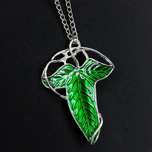 2021 Vintage Elf Green leaf necklace pendant Pin Necklace wholesale Chain Necklace Jewelry Women Gifts