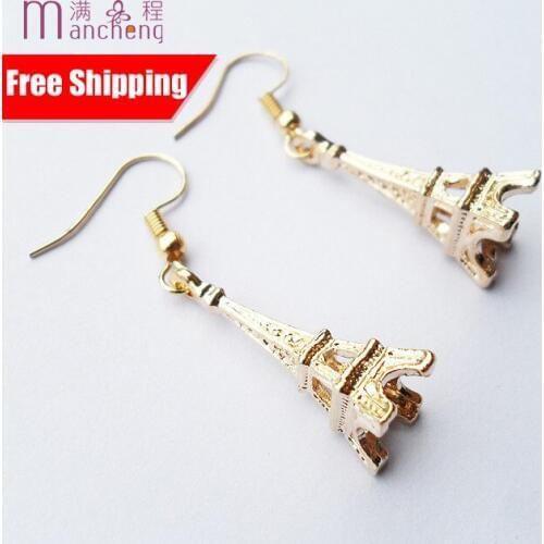 2020 New design gold-color Conical France tower pendant earrings Fashion alloy tower earrings with good quality