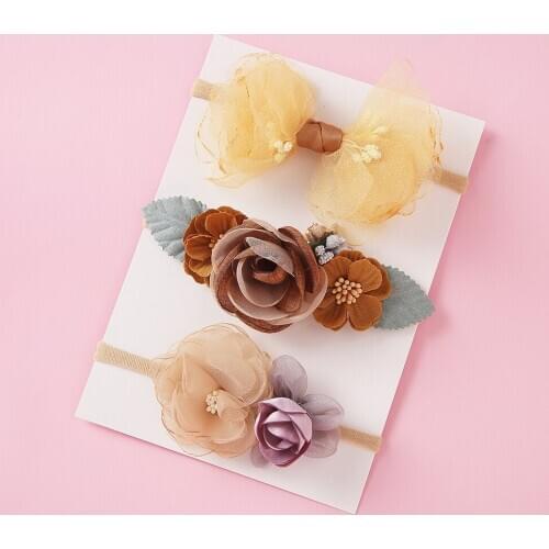 3pcs/set Set Baby Girls Headband Flower Infant Bowknot Lovely Headwear Gift Kids Children Princess Band Hair Accessory