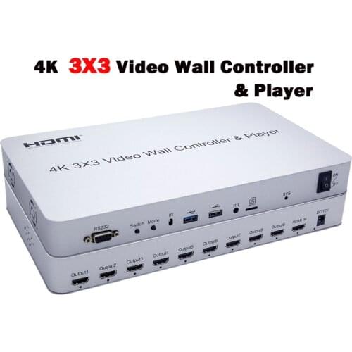 4K 3x3 HDMI Video Wall Controller TF Card USB Player RS232 Video Processor Splicer 2x2 2x3 2x4 1x4 4x2 Support Cascade 3x4 4x4