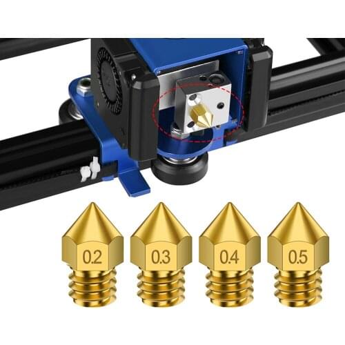 5pcs/Lot 3D Printer Accessorie Brass MK8 Nozzle 0.2MM 0.3MM 0.4MM 0.5MM Nozzle For 1.75MM Filament Makerbot