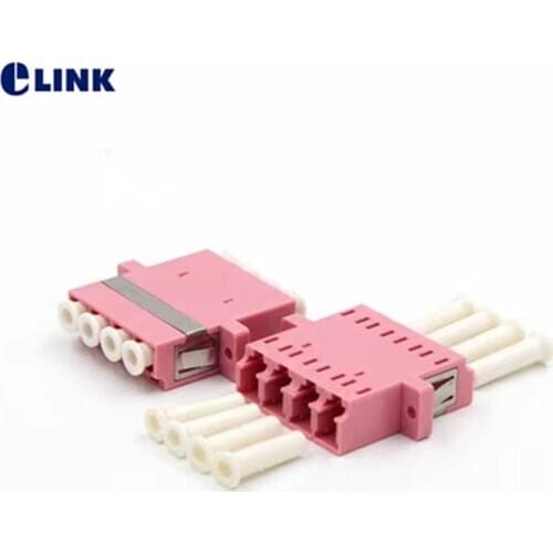 50pcs LC Quad fiber optic Adapter OM4 Magenta optical fibre connector LC UPC ftth coupler MM free shipping IL
